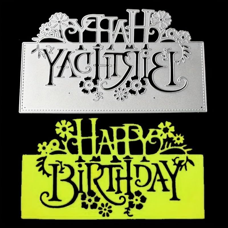 Lapoo Words Cutting Die for Scrapbooking - Durable, Cut Stencils for DIY Scrapbook Photo Album Decorative Paper Card, Card Making Supplies Party Wedding Decorations (Happy Birthday 6 x 3.4 in) - Image 3